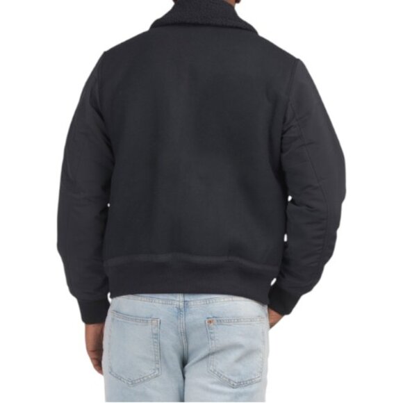 ARMANI EXCHANGE Wool Blend Shearling Lined Bomber Jacket - Picture 2 of 3